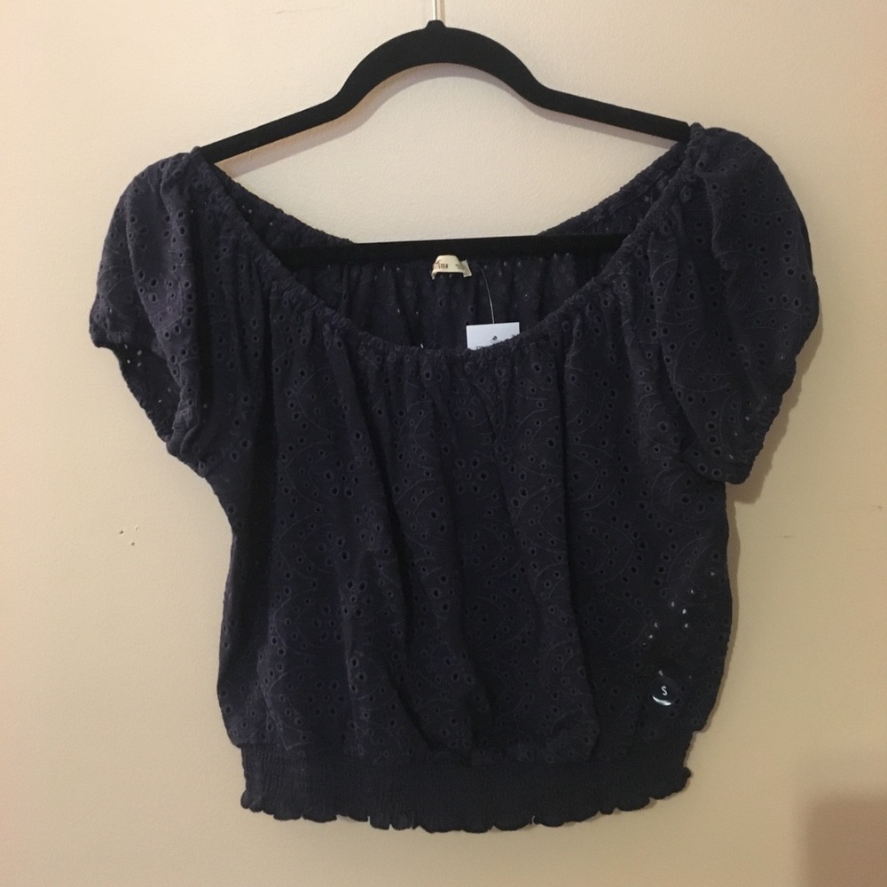 Navy blue, off the shoulder, crop top